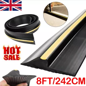 8FT garage door floor threshold Black rubber Yellow no-trip safety strip - Picture 1 of 12