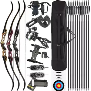 56" 58" 60" Archery Takedown Recurve Bow Arrows Set 30-50lbs Hunting Shooting - Picture 1 of 19