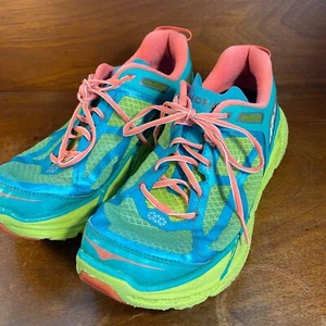 Scarpe da corsa Hoka One One donna Clifton 3 taglia 9 verde acqua/verde con accenti di corallo - Foto 1 di 8