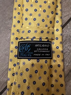Corbata Cade Fincia 1926 Milano Azul Geométrico Círculos Amarillo y Azul Seda Italia Foto 1 de 4