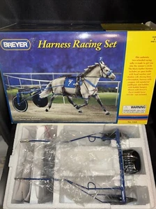 Rare Breyer Harness Racing Set 3360 2-Wheel Metal Sulky Cart Leather Harness NIB - Picture 1 of 9