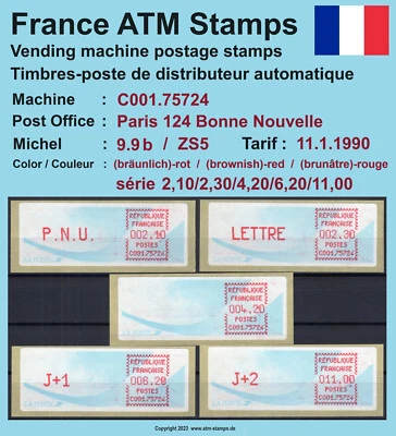 France ATM stamps Michel 9.9 b / C001.75724 serie ZS5 ** / LSA vending machine - Image 1 of 2