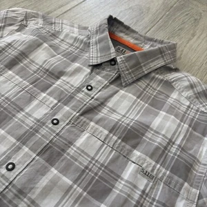 5.11 Tactical Hunter Plaid Shirt Men’s Medium Snap Button Grey White 71374 - Picture 1 of 11