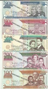 DOMINICAN REPUBLIC SET 5 PCS 100 200 500 1000 2000 PESOS 2009 SPECIMEN. UNC - Picture 1 of 1