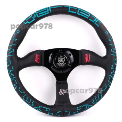 350mm VERTEX Sport Steering Wheel Genuine Leather Embroidered Logo - Image 1 of 4