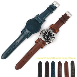 Genuine Leather Watch Band Strap Black Brown Replacement Watch Straps 18mm-22mm - Picture 1 of 28
