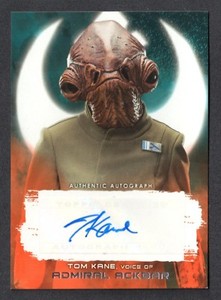 STAR WARS THE LAST JEDI AUTOGRAPH CARD #A-TK TOM KANE RED BORDER #41/99