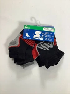 Boys Starter Black Gray Ankle Socks Small 6 pairs NEW! - Picture 1 of 2