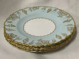 (4) Royal Crown Derby Aqua 'Vine' 6.25 Inch BREAD PLATES w/Crazing! - Picture 1 of 7