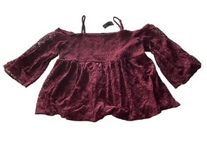 Torrid Burgundy Zinfandel Lace Cold Shoulder Top Size 3X - Picture 1 of 2