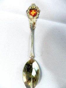 Switzerland Flag Red Cross Spoon Collectors Souvenir Silver 4 1/2" Inches Length - Imagen 1 de 3
