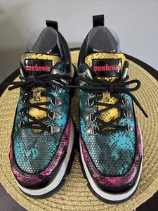 Women's Punkrose Blue Pink Lizard Sneakers Shoes Size 10 - Picture 1 of 12
