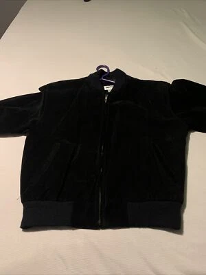 S 女式真皮夹克外套 Espirit 黑色拉链 22x24” — 第 1/4 张图片