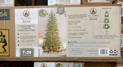 My Texas House 2025 7.5ft Cypress Pre-Lit Artificial Christmas Tree 500 LEDs - Image 1 of 4