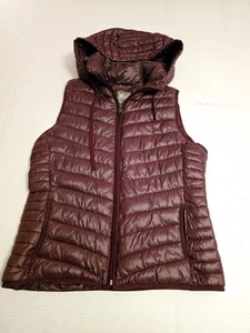 Old Navy Womens Small Petite Navy Puffer Vest Hoodie Water Resistant - Picture 1 of 3