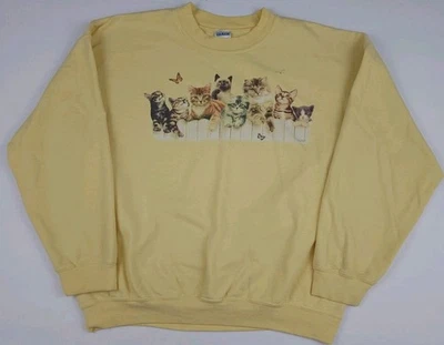 Sudadera De Colección Y2k Gatito Mariposa Valla Arte Impresión Animales Lindos Usada Foto 1 de 4