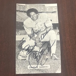 Foto d'epoca Charlie Sanders Detroit Lions bianco e nero 3,5"x5,75" autografo - Foto 1 di 3
