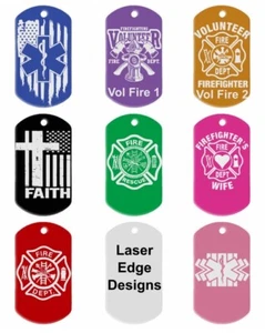 Personalized Fireman Firefighter EMT Paramedic Rescue ID Tag Necklace Keychain - Picture 1 of 4