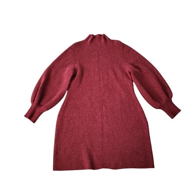 A loves A knit balloon sleeves sweater dress Size XL Dark Red Mock Neck Burgundy - Image 1 of 4