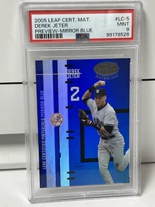 Derek Jeter 2005 Leaf Certified Materials Preview MIRROR BLUE #LC-5 • LE 5/100 - Picture 1 of 3