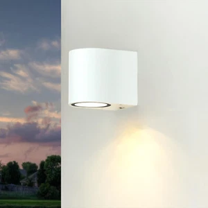 Außenlampe Wandleuchte Fassadenstrahler IP44 Weiß Aluminium außen Haus Garten - Bild 1 von 8