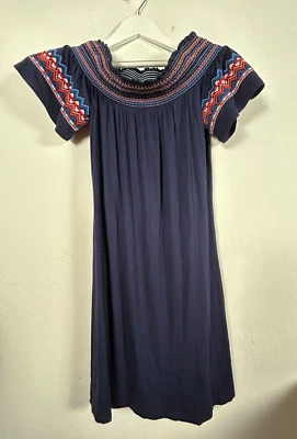 Vestido para mujer Spenser Jeremy con hombros descubiertos bordado azul talla mediana Foto 1 de 4