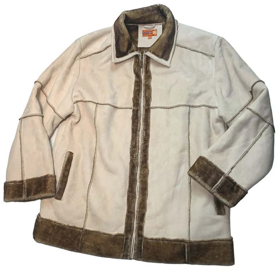 Chaqueta Royal Prestige Bronceada Imitación Gamuza Forro de Piel Abrigo para Hombres Talla 2X Foto 1 de 4