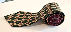 Vintage Tommy Hilfiger Herren 100 % Seide geometrisch grün bis rot 4" x 58" breite Krawatte - Bild 1 von 7