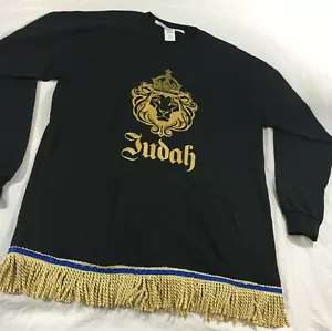 Lion of Judah (Long-Sleeve) T-Shirt w/ Premium Gold Fringes - Picture 1 of 4