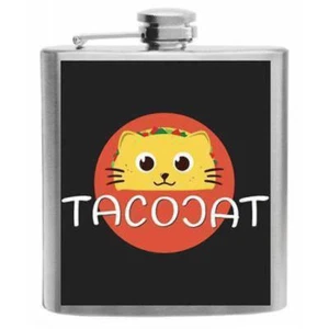 Taco Cat Palindrome Stainless Steel Hip Flask 6oz - Picture 1 of 1