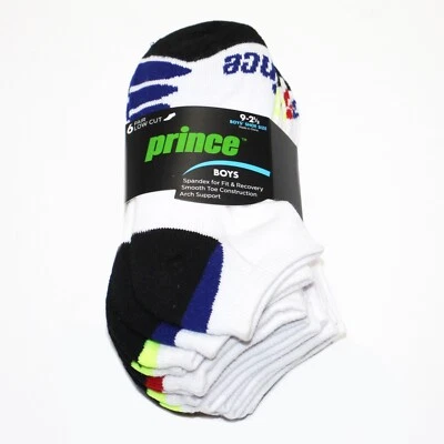 Pack de 6 calcetines deportivos Prince Boys de corte bajo para niños activos talla 9-2,5 multicolor Foto 1 de 4