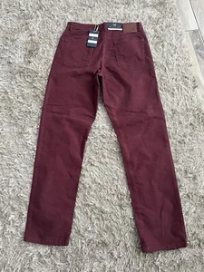 Crew Kleidung Burgund Cord gerade Jeans W 32 L 31 neu mit Etikett - Bild 1 von 4