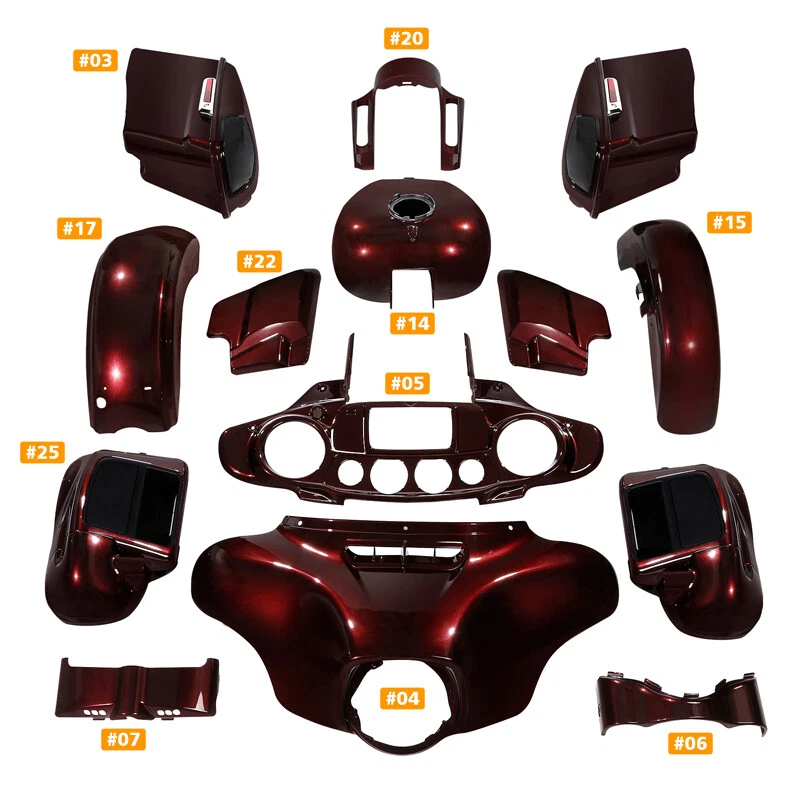 Kit de trabajo de carrocería de carenados apto para Harley CVO Street Glide 2014-2023 Twisted Cherry Foto 1 de 4