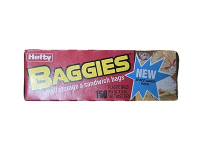 Bolsas de sándwich de almacenamiento pequeñas y pesadas vintage años 80 NOS utilería decoración 150 unidades Foto 1 de 3