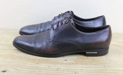 Prada Shoes Mens 11 Brown Leather Derby Oxfords Dress Shoes Formal 44 Italy - Image 1 of 4