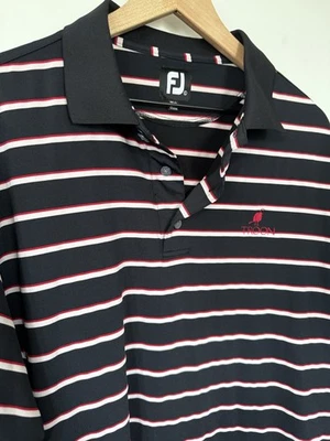 Camisa polo de golf Footjoy Golf Course Troon grande negra blanca roja a rayas Foto 1 de 4