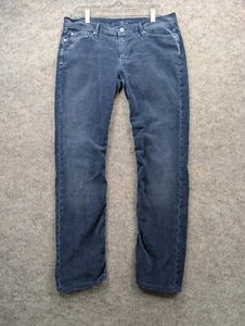 7 For All Mankind Pants Womens 31 Blue Corduroy Low Rise Straight Leg USA Made - Picture 1 of 17