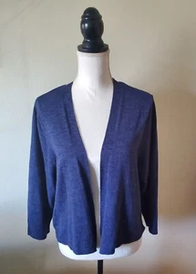 Croft & Barrow Women's PXXL Cotton Blend Open Front Shrug Cardigan Navy Blue - Picture 1 of 12