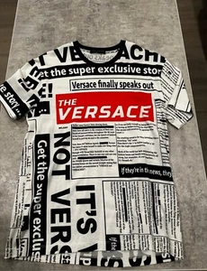 Versace Newspaper Print T-Shirt (S) - Picture 1 of 5