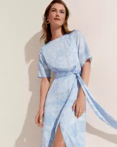 NUEVO VESTIDO MIDI ACAMPANADO AZULEJO AZUL $179 ANN TAYLOR TALLA 8 - Imagen 1 de 4