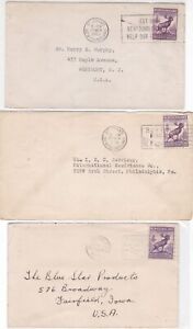 Newfoundland St John's 1934 36 & 40 3 5c Rate Covers to USA