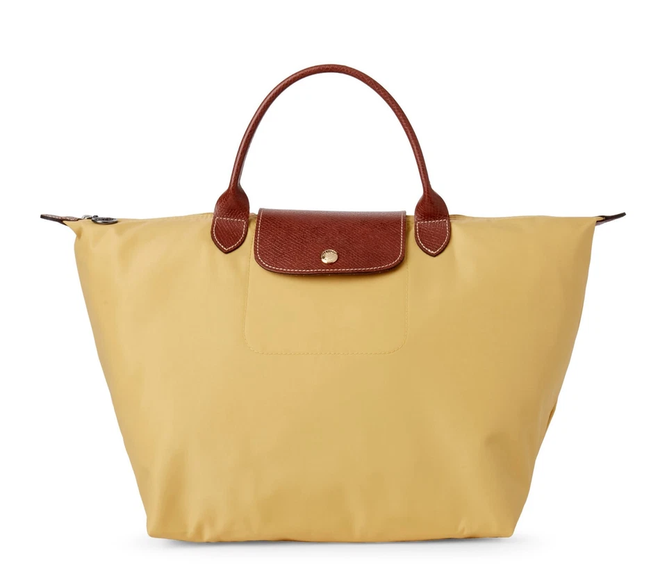 Longchamp Le Pliage Type M Med Short Handle Travel Tote Curry Authentic