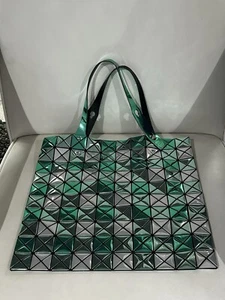 BAO BAO Issey Miyake Tote Square Bag Shiny Green and Silver - Picture 1 of 2