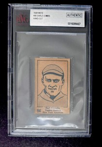 1928 W513 #86 Earl Combs BVG Auth HOF New York Yankees Label Strip Card Vintage
