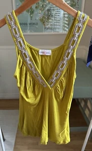 Vintage Y2K Babydoll Cami Tank Top S grün Kettenglied Boho Chic Fee Babydoll Club - Bild 1 von 7