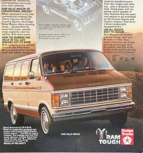 Dodge Ram Tough Brown Van Wagon Family Number One Vintage Print Ad 1984 - Picture 1 of 5