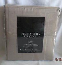 VERA WANG SAND / TAN SUPIMA COTTON 600 THREAD CT 4 PIECE QUEEN SHEET SET NIP