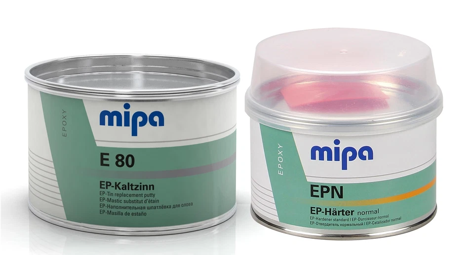SET Mipa E 80 EP Kaltzinn-Epoxy Füllspachtel inkl. EPN - Härter normal für E 80  - Bild 1 von 4