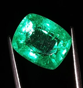 Anello Taglio Cuscino Certificato 10Ct Pietra Preziosa Sciolta Verde Trasparente Naturale Smeraldo - Foto 1 di 9