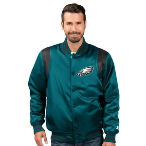 Philadelphia Eagles Starter The Prime Giacca di raso vintage a scatto completo - Verde - Foto 1 di 2